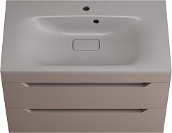 Style Line Тумба с кварцевой раковиной серый шелк Остин 80 подвесная тауп темный – фотография-1